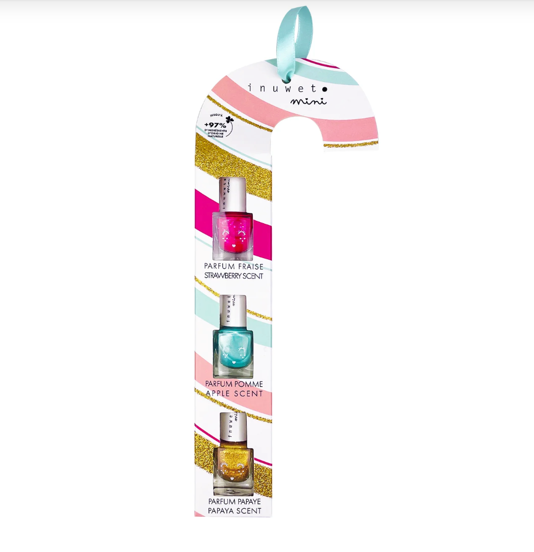 Coffret Sucre d'orge 3 vernis à l'eau enfant - Papaye, Fraise et Pomme