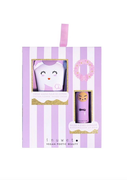 Coffret LI Crème mains fleur de Coton et baume  à lèvres Guimauve