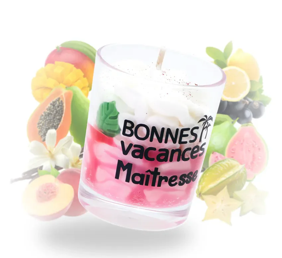 Bougie Gourmande Bonnes Vacances Maîtresse  Parfum Goyave - 12H