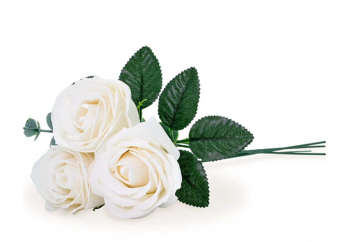 BOUQUET DE 3 ROSES DE SAVON - BLANCHE