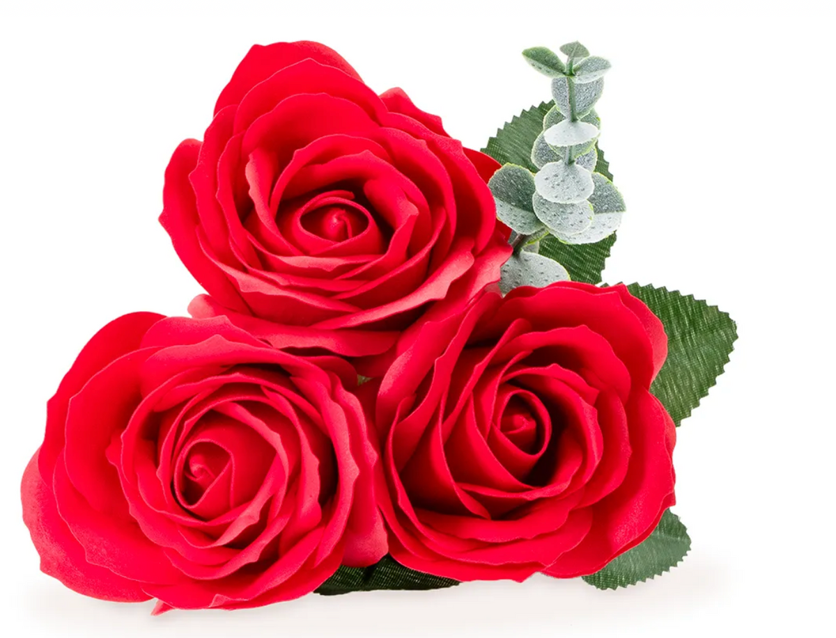 BOUQUET DE 3 ROSES DE SAVON - ROUGE